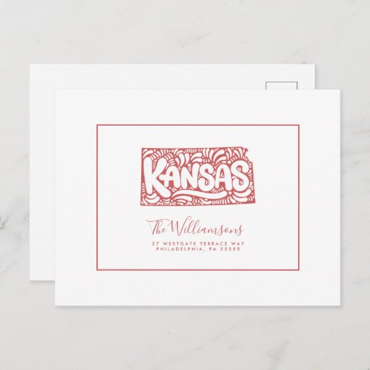 Wir haben uns bewegt | Neue Adresse | Kansas Postkarte (Vorne/Hinten)
