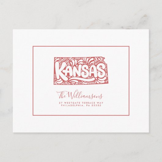 Wir haben uns bewegt | Neue Adresse | Kansas Postkarte (Vorderseite)