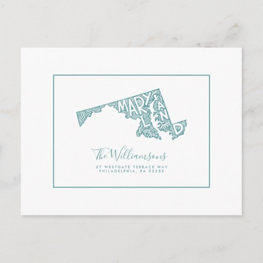 Wir haben uns bewegt | Neue Adresse | Maryland Postkarte (Vorderseite)