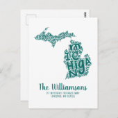 Wir haben uns bewegt | Neue Adresse | Michigan Postkarte (Vorne/Hinten)