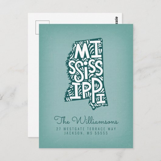 Wir haben uns bewegt | Neue Adresse | Mississippi Postkarte (Vorne/Hinten)