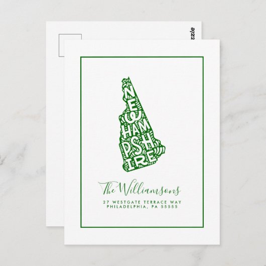 Wir haben uns bewegt | Neue Adresse | New Hampshir Postkarte (Vorne/Hinten)