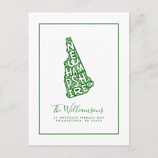 Wir haben uns bewegt | Neue Adresse | New Hampshir Postkarte (Vorderseite)