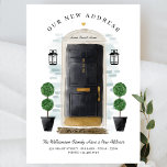Wir haben uns bewegt - neue Adresse schwarze Wasse Ankündigung<br><div class="desc">Lass deinen Freunden und Bekannten, dass du mit unserer schönen und eleganten neuen Zuhause-Ankündigungskarte auf deine neue Zuhause umgezogen bist. Unser Design verfügt über unsere eigene, handbemalte, Aquarelltür schwarz. Konzentriert mit Touchs Gold auf dem Briefkasten Steckplatz, Türgriff und Türschild. Moderne, schwarze Außenleuchten und eine einladende Begrüßungstür runden dieses charmante neue...</div>