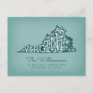 Wir haben uns bewegt   Neue Adresse   Virginia Postkarte