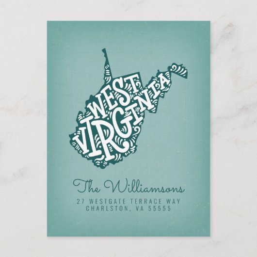 Wir haben uns bewegt | Neue Adresse | West Virgini Postkarte (Vorderseite)