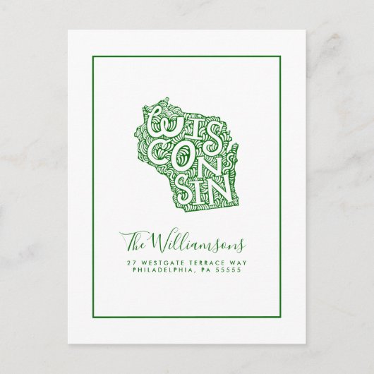 Wir haben uns bewegt | Neue Adresse | Wisconsin Postkarte (Vorderseite)