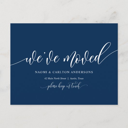 Wir haben uns bewegt, neue Zuhause-Adresse Ankündi Postkarte (Vorderseite)