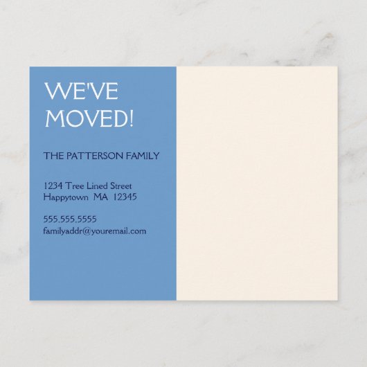 Wir haben uns bewegt! Neue Zuhause-Foto-Postkarte  Ankündigungspostkarte (Rückseite)