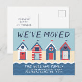 Wir haben uns bewegt | Niedliche Strandhäuser Postkarte (Vorne/Hinten)