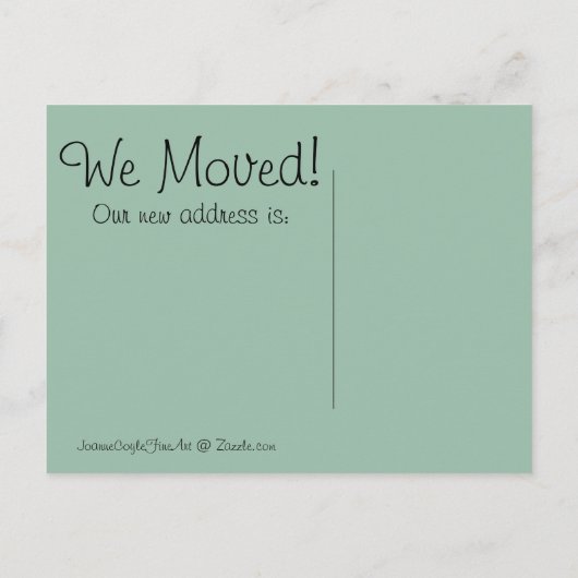 Wir haben uns bewegt! Old Door Knob Ankündigungspostkarte (Rückseite)