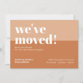 Wir haben uns bewegt! Orange & Peach Minimal Fett Ankündigung (Vorderseite)