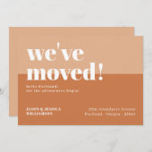 Wir haben uns bewegt! Orange & Peach Minimal Fett Ankündigung (Vorne/Hinten)