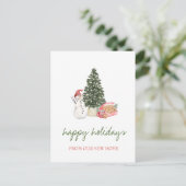 Wir haben uns bewegt, Pinienbäume, Schneemann, Kek Ankündigungspostkarte (Stehend Vorderseite)