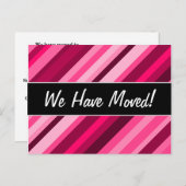 "Wir haben uns bewegt!" + Pink/Magenta Streifen Mu Ankündigungspostkarte (Vorne/Hinten)