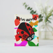 Wir haben uns bewegt, Red Ladybug und Schmetterlin Ankündigungspostkarte (Stehend Vorderseite)
