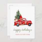 Wir haben uns bewegt, roter Lkw, Pine Tree Gnome U Ankündigungspostkarte (Vorne/Hinten)