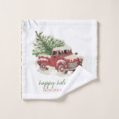 Wir haben uns bewegt, roter Lkw, Schneeschuhwander Badhandtuch Set (Waschlappen)