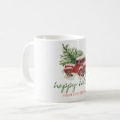 Wir haben uns bewegt, roter Lkw, Schneeschuhwander Kaffeetasse (Vorderseite Links)