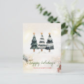 Wir haben uns bewegt, Sterne, Weihnachtsbaumen Url Ankündigungspostkarte (Stehend Vorderseite)