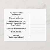 "Wir haben uns bewegt!" + Streifen verschiedener F Ankündigungspostkarte (Rückseite)