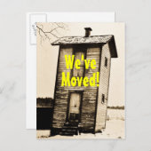 Wir haben uns bewegt! Vintages 2-stöckiges Outhous Ankündigungspostkarte (Vorne/Hinten)