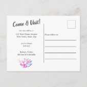 Wir haben uns bewegt - Vollblutes Foto mit benutze Ankündigungspostkarte (Rückseite)