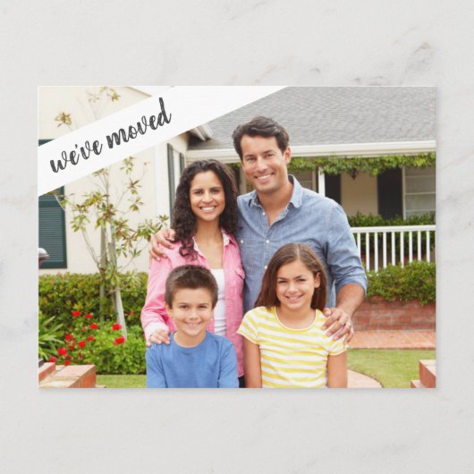 Wir haben uns bewegt - Vollblutes Foto mit benutze Ankündigungspostkarte (Vorderseite)