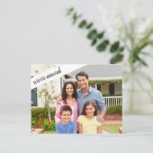 Wir haben uns bewegt - Vollblutes Foto mit benutze Ankündigungspostkarte (Stehend Vorderseite)