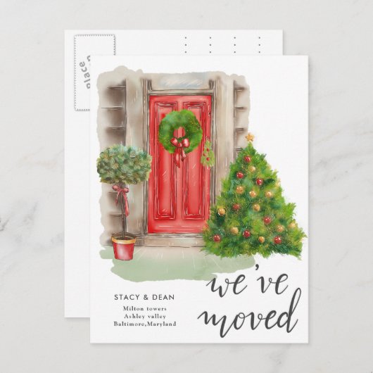 Wir haben uns bewegt | Weihnachten an der Roten Tü Ankündigungspostkarte (Vorne/Hinten)