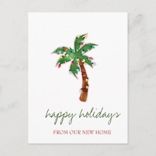 Wir haben uns bewegt, Weihnachten Palm Tree String Ankündigungspostkarte (Vorderseite)