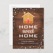 Wir haben uns bewegt | Weihnachts-Gingerbrot-Haus Ankündigungspostkarte (Vorne/Hinten)