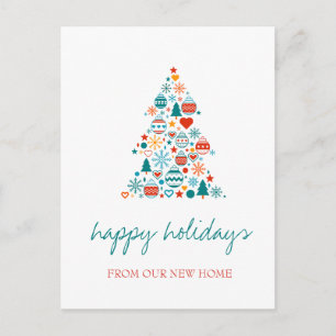 Wir haben uns bewegt, Weihnachtsbaum farbenfrohe B Ankündigungspostkarte