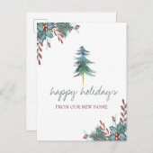 Wir haben uns bewegt, Weihnachtsbaum Holly Berry U Ankündigungspostkarte (Vorne/Hinten)