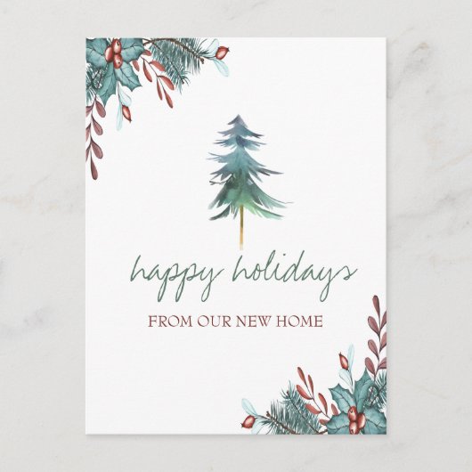 Wir haben uns bewegt, Weihnachtsbaum Holly Berry U Ankündigungspostkarte (Vorderseite)