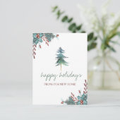 Wir haben uns bewegt, Weihnachtsbaum Holly Berry U Ankündigungspostkarte (Stehend Vorderseite)