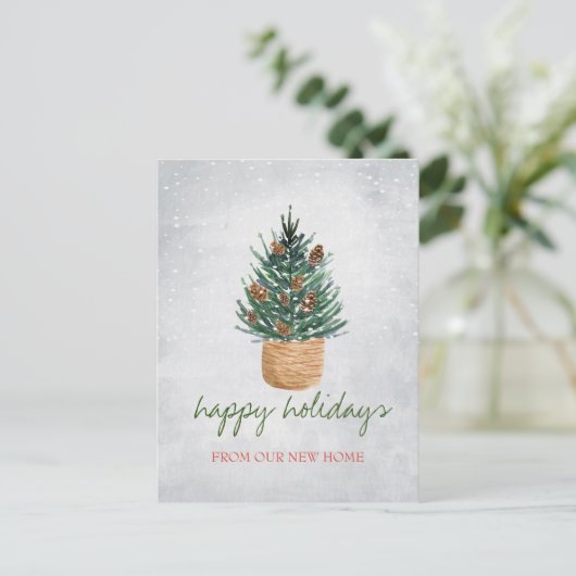 Wir haben uns bewegt, Weihnachtsbaum, Kiefernzapfe Ankündigungspostkarte (Stehend Vorderseite)