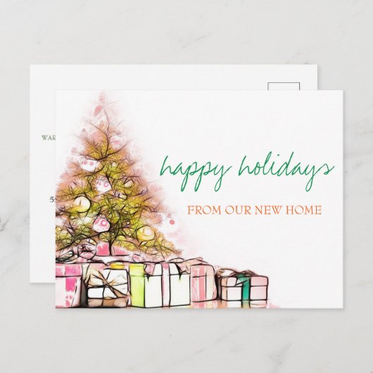 Wir haben uns bewegt, Weihnachtsbaum präsentiert U Ankündigungspostkarte (Vorne/Hinten)