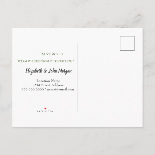 Wir haben uns bewegt, Weihnachtsbaumgeschenke Ankündigungspostkarte (Rückseite)