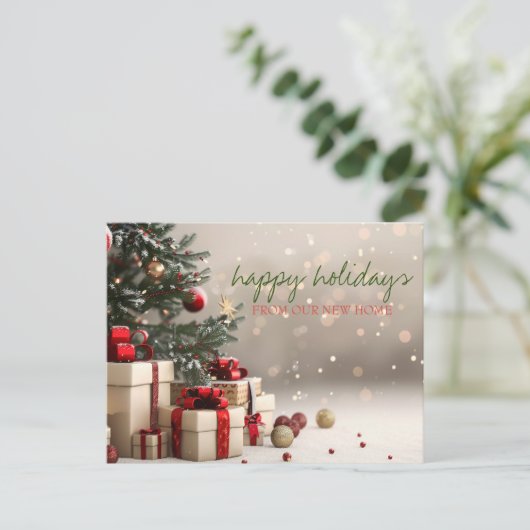 Wir haben uns bewegt, Weihnachtsbaumgeschenke Ankündigungspostkarte (Stehend Vorderseite)