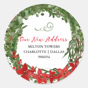 Wir haben uns bewegt   Weihnachtskranz   Neue Adre Runder Aufkleber