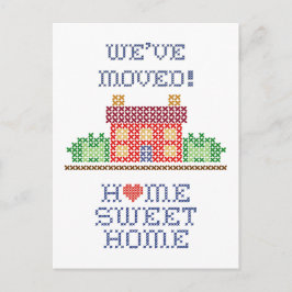 Wir haben uns bewegt! Zuhause Sweet Zuhause Ankündigungspostkarte