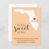 Wir haben uns bewegt | Zuhause Sweet Zuhause Flori Ankündigungspostkarte (Vorne/Hinten)