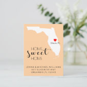 Wir haben uns bewegt | Zuhause Sweet Zuhause Flori Ankündigungspostkarte (Stehend Vorderseite)