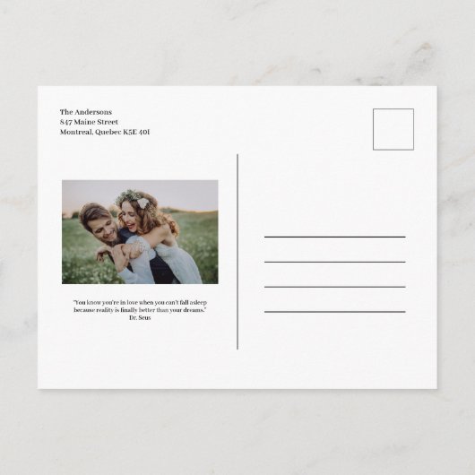 Wir haben uns | Black Hübsch Script Wedding Elopem Ankündigungspostkarte (Rückseite)