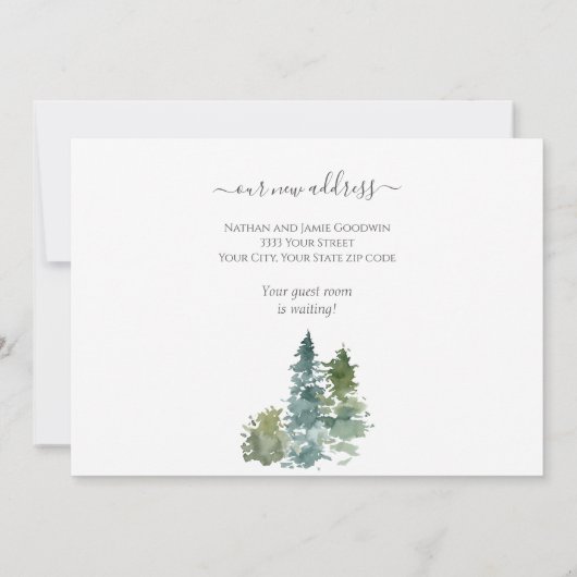 Wir haben uns die rustikale Wasserfarbe Evergreen  Ankündigung (Rückseite)