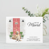 Wir haben uns gelbes Labrador, rote Tür, Hund bewe Ankündigung (Stehend Vorderseite)