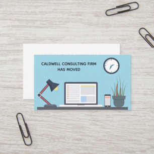 Wir haben unsere Büros Niedlichen Blue Desk Visitenkarte