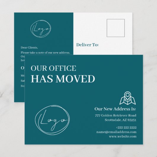 Wir haben unseren Firmensitz verlegt Änderung der  Postkarte (Vorne/Hinten)
