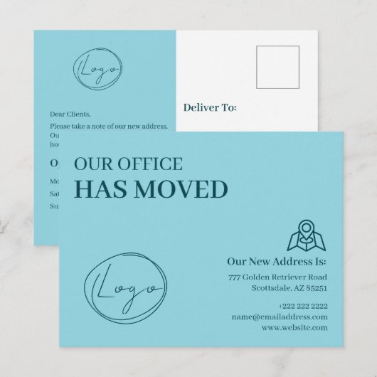Wir haben unseren Firmensitz verlegt Änderung der  Postkarte (Vorne/Hinten)